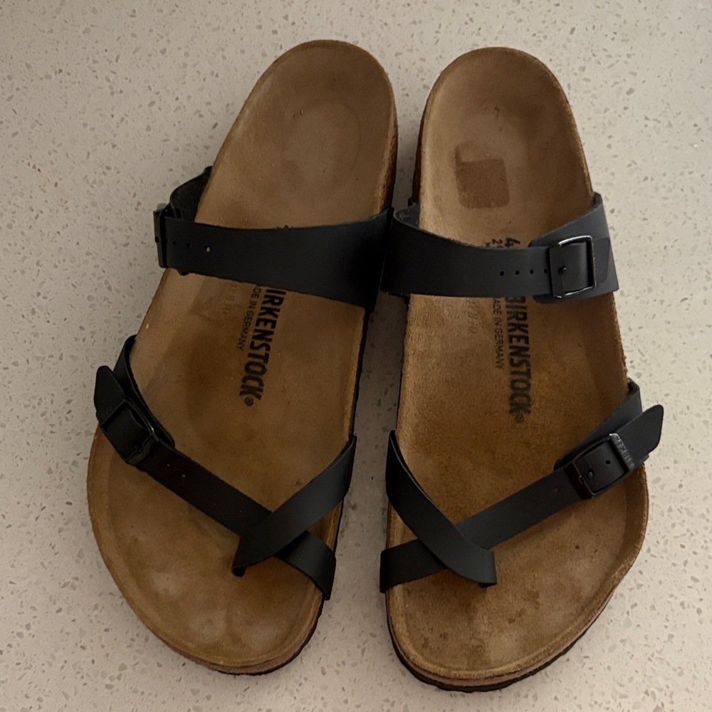 Birkenstock Mayari Birko-Flor Black Sandals Men’s Size 12 45 Leather